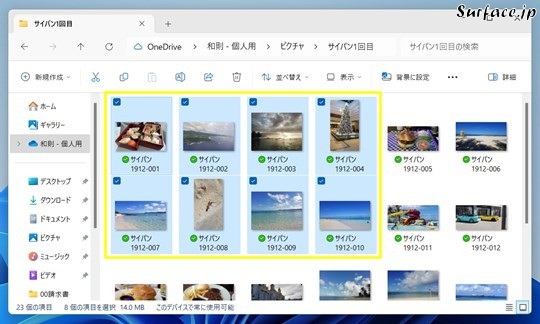 Surfaceでファイルをチェックボックスで選択する